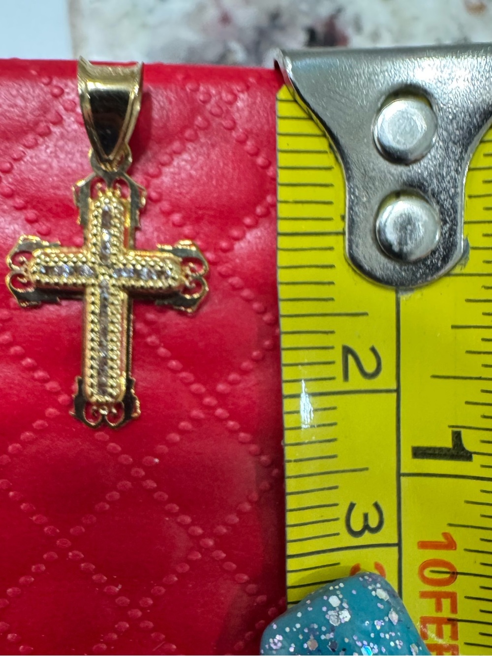 Mexx Gold Cross Brooch with Clear Stones